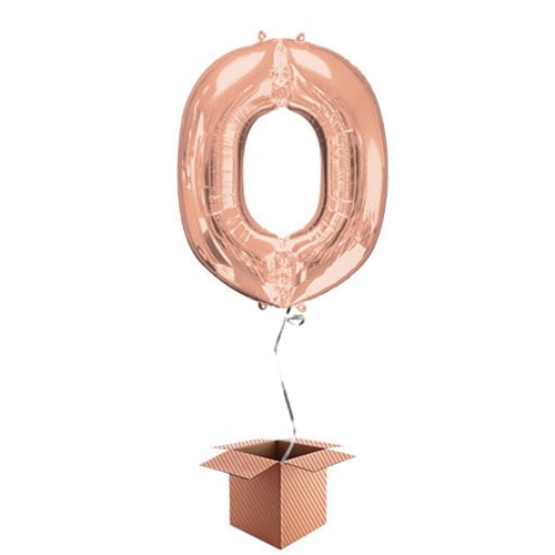 Rose Gold Letter O Helium Foil Giant Balloon - Inflated Balloon in a Box Product Gallery Image