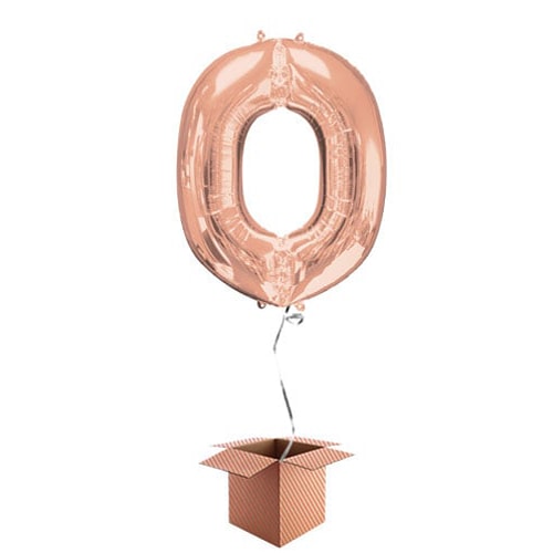 Rose Gold Letter O Helium Foil Giant Balloon - Inflated Balloon in a Box Product Image