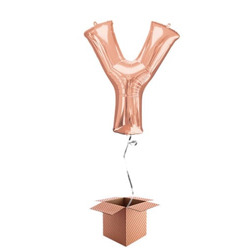 Rose Gold Letter Y Helium Foil Giant Balloon - Inflated Balloon in a Box Product Image