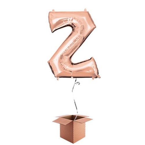 Rose Gold Letter Z Helium Foil Giant Balloon - Inflated Balloon in a Box Product Gallery Image