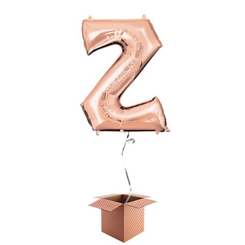 Rose Gold Letter Z Helium Foil Giant Balloon - Inflated Balloon in a Box Product Image