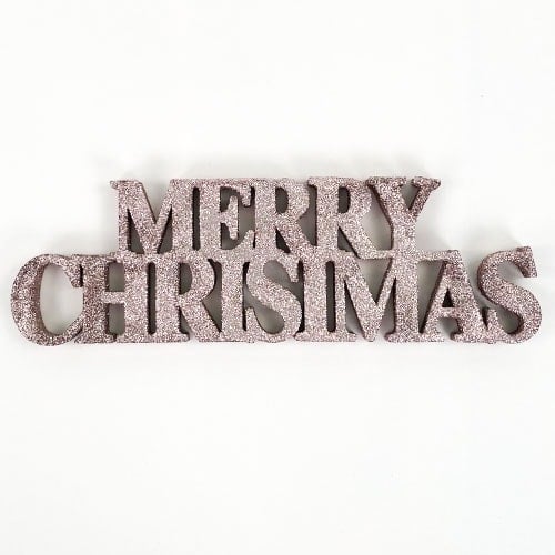 Rose Gold Merry Christmas Glitter Sign Decoration Table Centrepiece 32cm Product Gallery Image