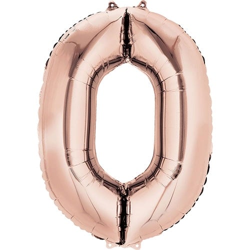 Rose Gold Number 0 Air Fill Foil Balloon 40cm / 16 in Bundle Product Image