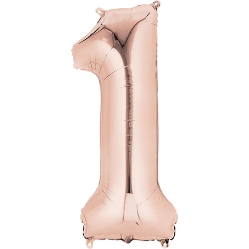 Rose Gold Number 1 Air Fill Foil Balloon 40cm / 16 in Bundle Product Image