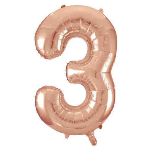 Rose Gold Number 3 Helium Foil Giant Balloon 86cm / 34 in Product Image