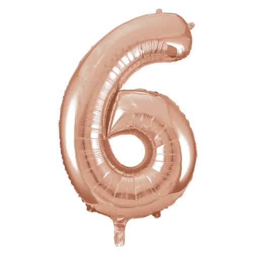 Rose Gold Number 6 Helium Foil Giant Balloon 86cm / 34 in Product Image