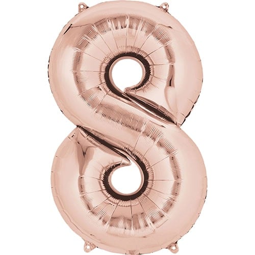 Rose Gold Number 8 Air Fill Foil Balloon 40cm / 16 in