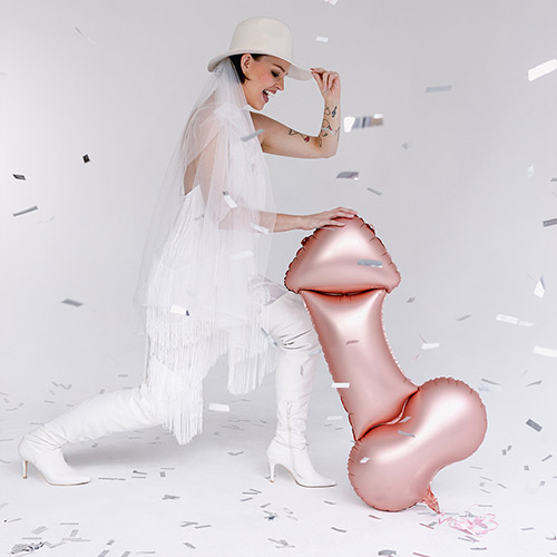 Rose Gold Penis Shape Giant Foil Helium Balloon 88cm / 35 in Product Gallery Image