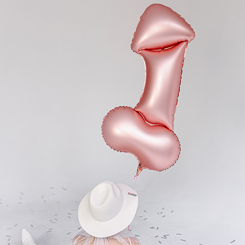 Rose Gold Penis Shape Giant Foil Helium Balloon 88cm / 35 in Product Gallery Image