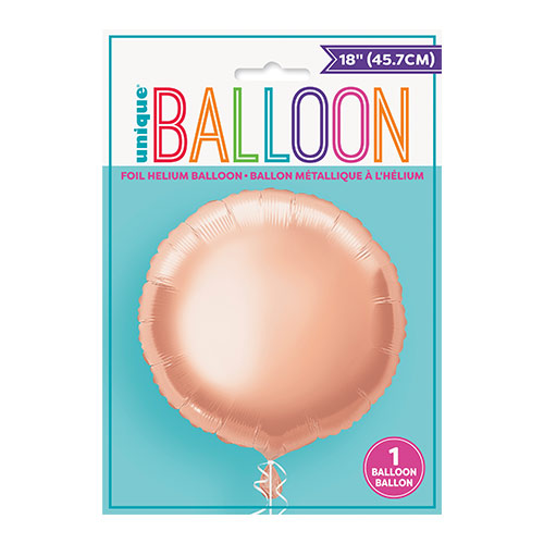 Rose Gold Round Foil Helium Balloon 46cm / 18 in Product Gallery Image