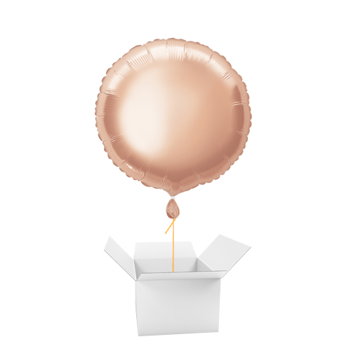 Rose Gold Round Foil Helium Balloon - Inflated Balloon in a Box