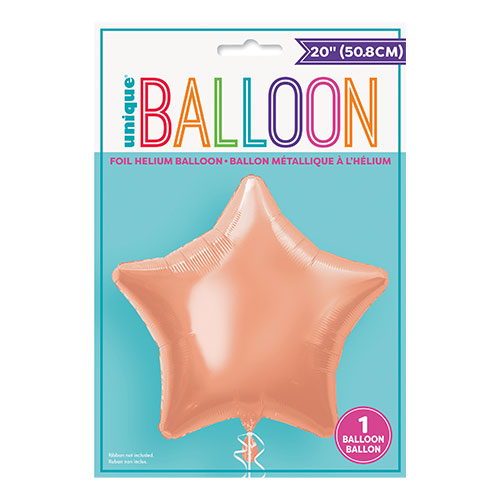 Rose Gold Star Foil Shaped Balloon 51cm / 20 in Product Gallery Image