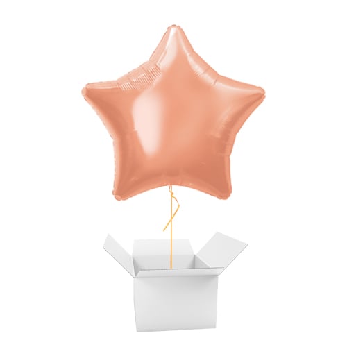 Rose Gold Star Foil Shaped Balloon - Inflated Balloon in a Box