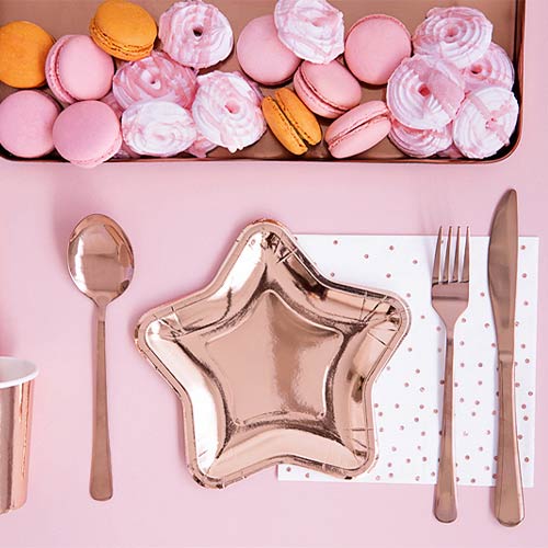 Rose Gold Star Shape Foil Paper Plates 18cm - Pack of 6 Product Gallery Image