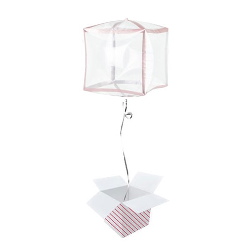 Rose Gold Trim Clear Cubez Foil Helium Balloon - Inflated Balloon in a Box