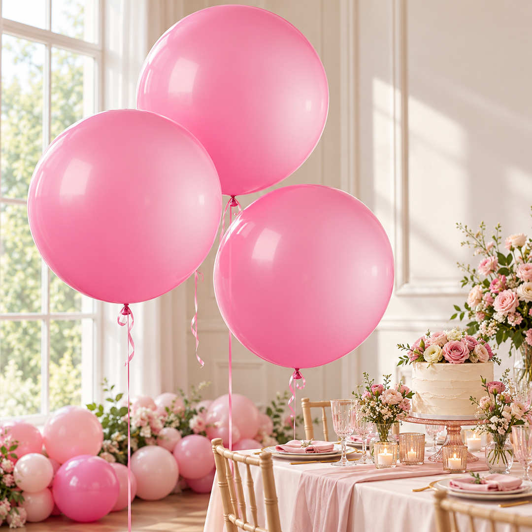 Rose Pink Jumbo Latex Balloon 79cm / 31 in - Single View 2