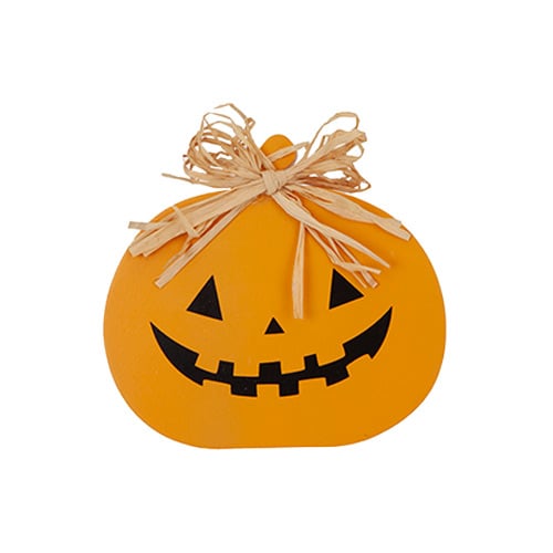 Round Pumpkin Wooden Halloween Table Decoration 12cm Product Image