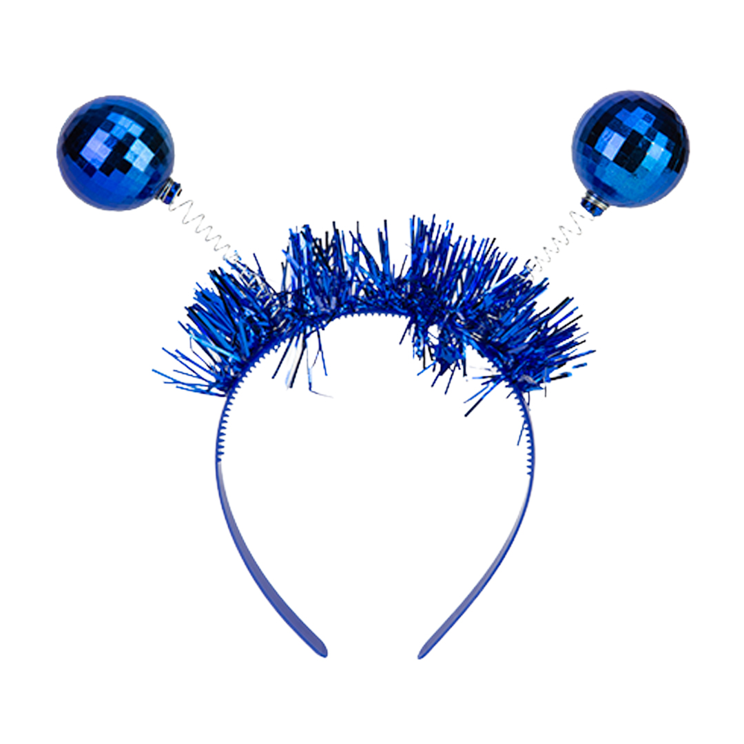 Royal Blue Bauble Boppers with Tinsel Headband One Size Fancy Dress Accessory
