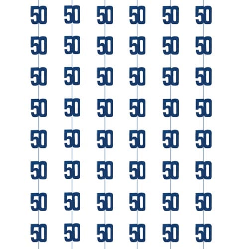 Blue Glitz 50th Birthday Prismatic Foil Hanging Decorations 1.5m / 5 ft - Pack of 6