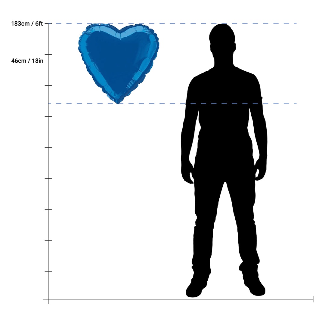 Royal Blue Heart Shape Foil Helium Balloon 46cm / 18 in Product Gallery Image