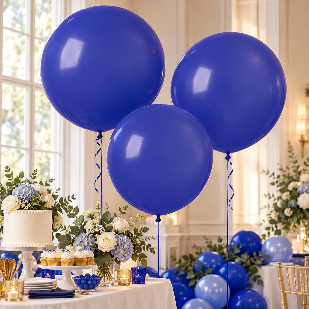 Royal Blue Jumbo Latex Balloon 79cm / 31 in - Single View 2