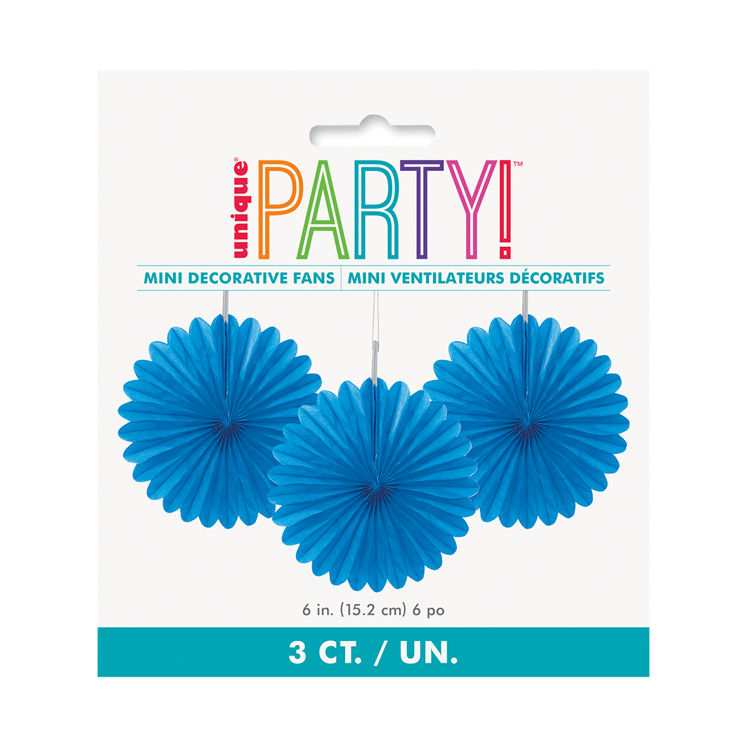 Royal Blue Mini Honeycomb Fans Decorations 15cm - Pack of 3 Product Gallery Image
