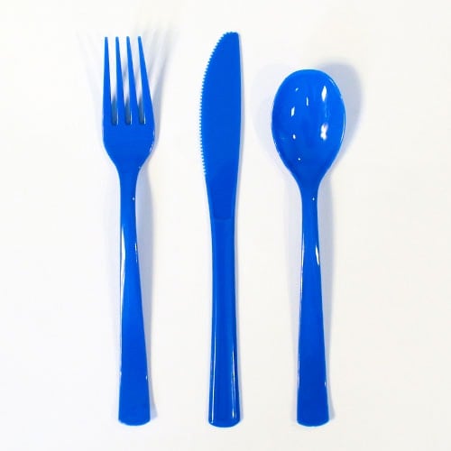 Royal Blue Plastic Reusable Assorted Cutlery Set - Pack of 18 Bundle Product Image