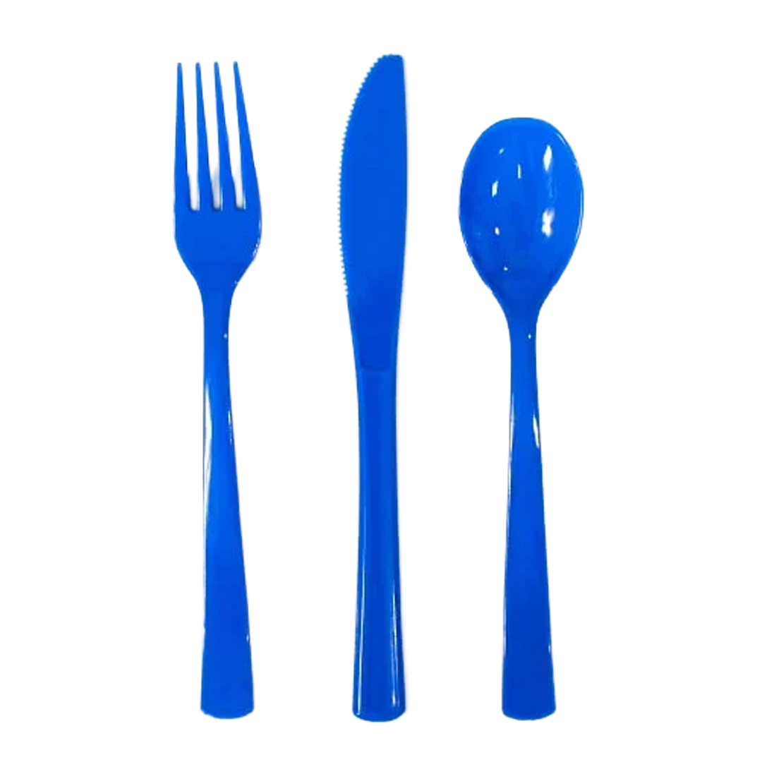 Royal Blue Plastic Reusable Assorted Cutlery Set - Pack of 18 Bundle Product Image