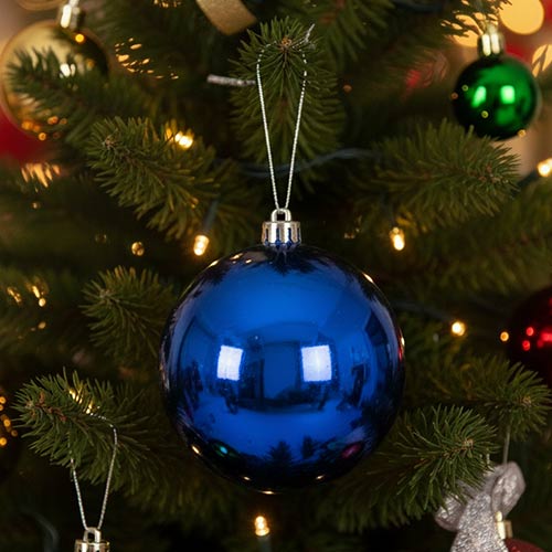 Royal Blue Shiny Shatterproof Christmas Bauble 15cm Tree Ornament