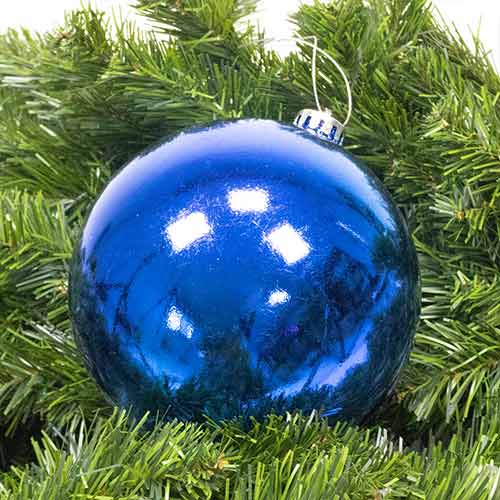 Royal Blue Shiny Shatterproof Christmas Bauble 15cm Product Gallery Image
