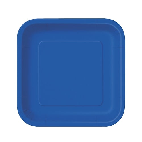 Royal Blue Square Paper Plates 17cm - Pack of 16 Product Image