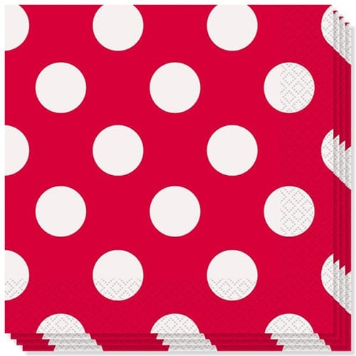 Ruby Red Decorative Dots 2 Ply Luncheon Napkins - 13 Inches / 33cm - Pack of 16 Bundle Product Image