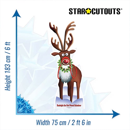 Rudolph The Red Nosed Reindeer Christmas Lifesize Cardboard Cutout 183cm Product Gallery Image