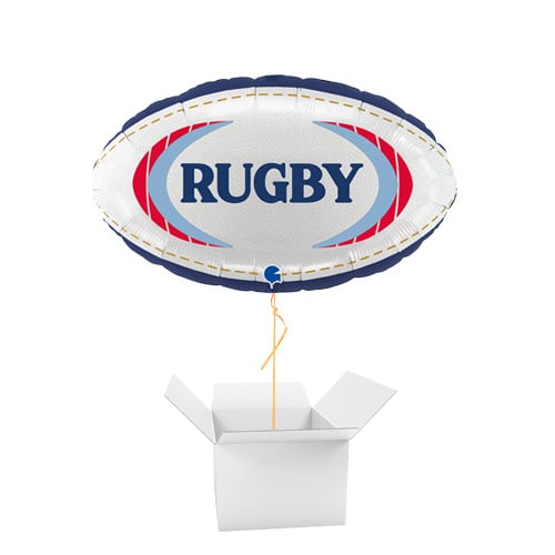 Rugby Ball Foil Helium Balloon - Inflated Balloon in a Box Product Gallery Image