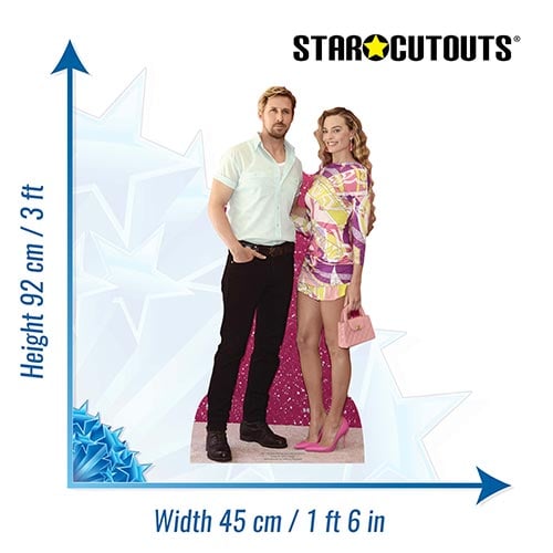 Ryan Gosling Margot Robbie Barbie Premiere Star Mini Cardboard Cutout 92cm Product Gallery Image