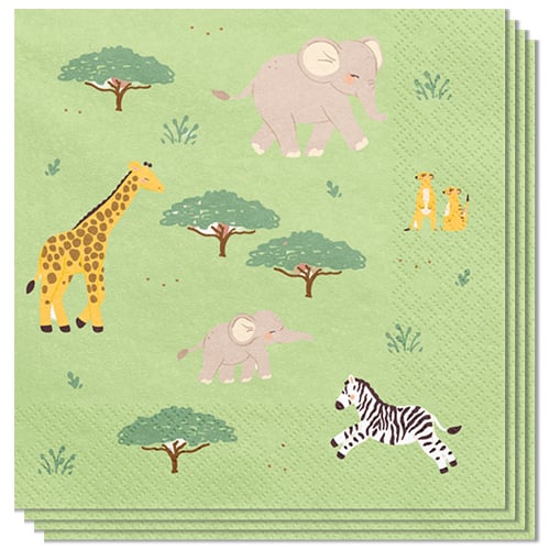 Safari Animal Paper Luncheon Napkins 2 Ply 33cm - Pack of 12