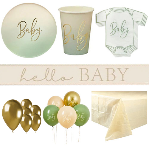 Sage Green Ombre Baby 16 Person Deluxe Party Pack