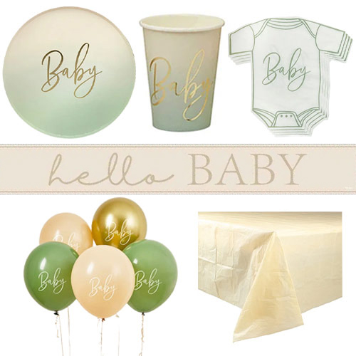 Sage Green Ombre Baby 8 Person Deluxe Party Pack
