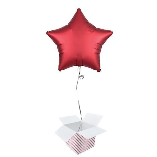 Sangria Red Satin Luxe Star Shape Foil Helium Balloon - Inflated Balloon in a Box Product Image