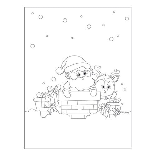 Santa & Reindeer Christmas A4 Colouring Sheet Product Image