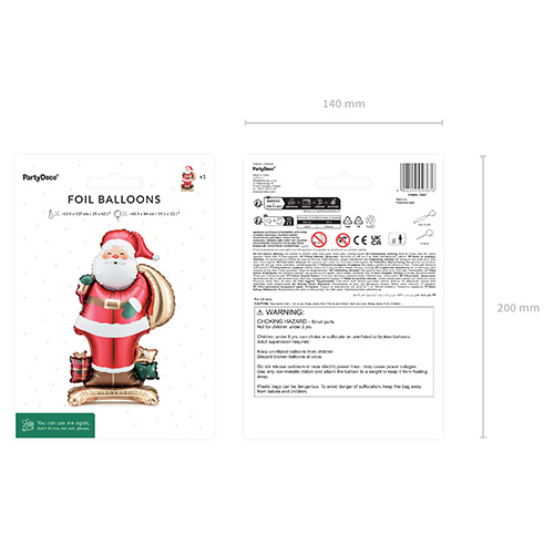 Santa Claus Christmas Standing Giant Air Fill Foil Balloon 107cm / 42 in Product Gallery Image