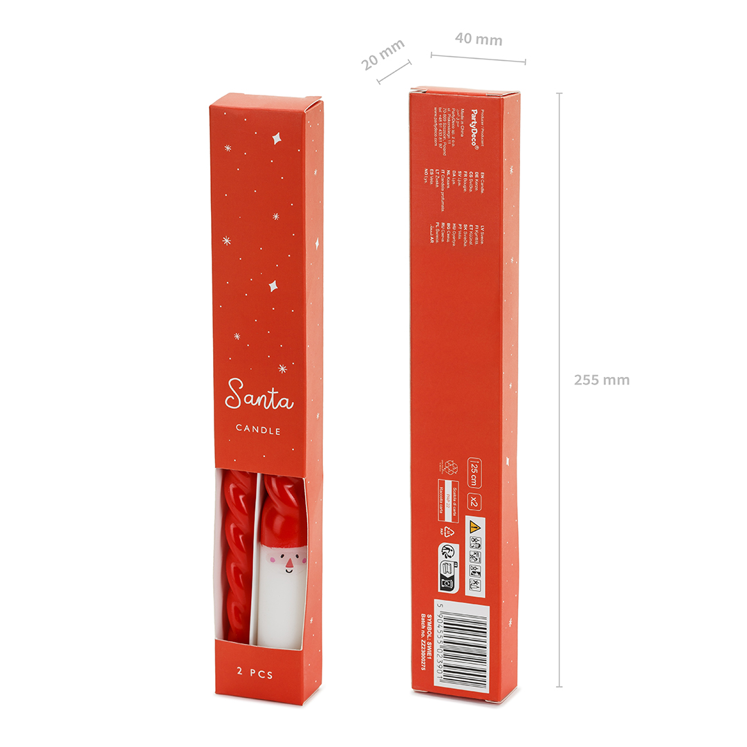 Santa Claus Christmas Taper Dinner Wax Candles 25cm - Pack of 2 View 7
