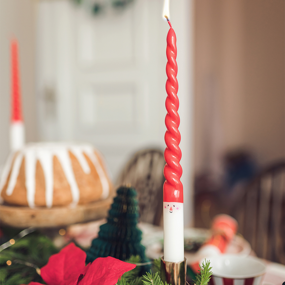 Santa Claus Christmas Taper Dinner Wax Candles 25cm - Pack of 2 View 2