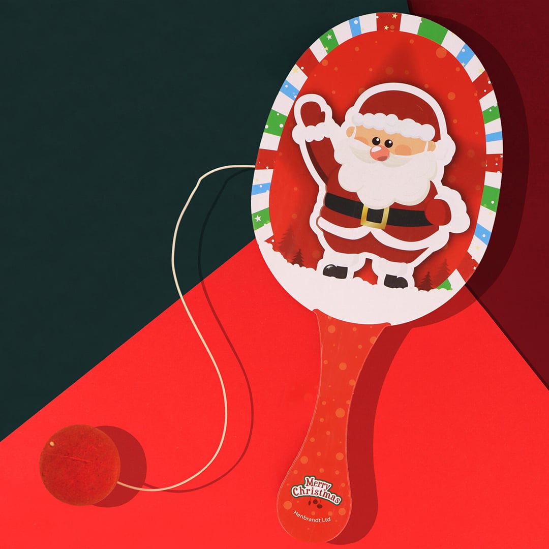 Santa Claus Christmas Wooden Paddle Bat and Ball Game 22cm View 2