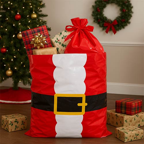 Santa Claus Giant Plastic Christmas Present Sack 76cm Product Gallery Image