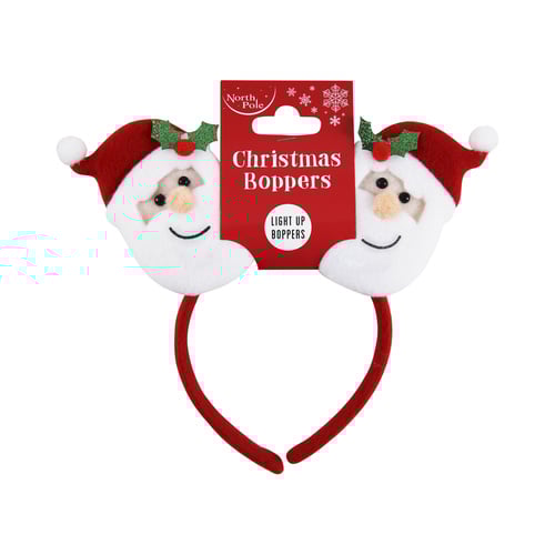 Santa Claus Light Up Head Boppers Fancy Dress Headband Product Image