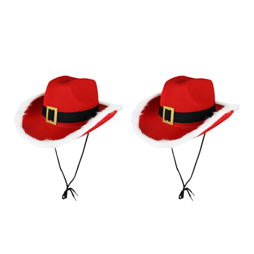 Santa Claus Red Christmas Cowboy Hats - Pack of 2 Product Gallery Image