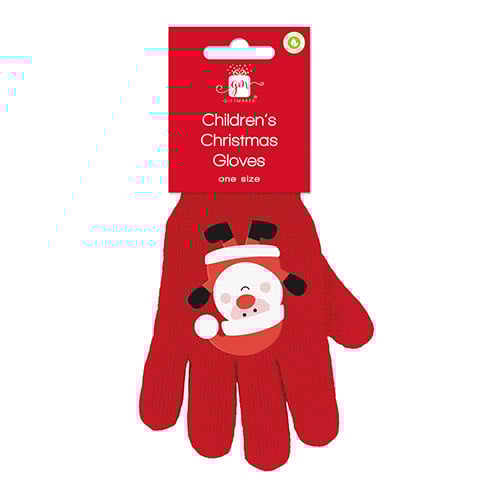 Santa Claus Red Christmas Kids Gloves One Size Product Image