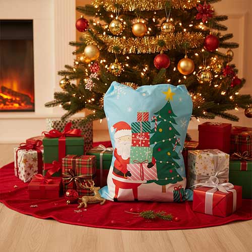 Santa Claus with Christmas Tree Giant Plastic Present Sack 76cm