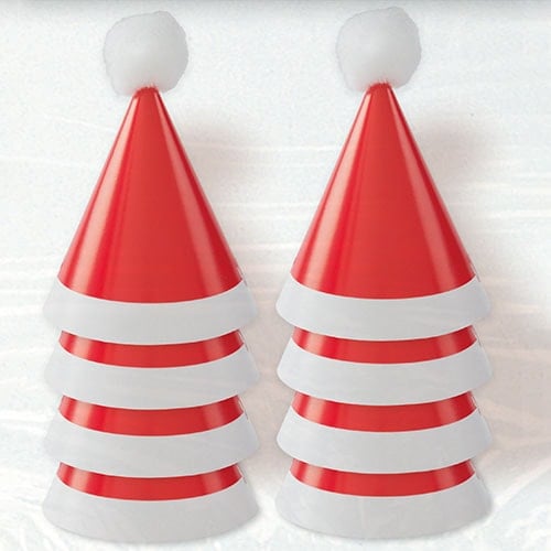 Christmas Mini Pom Pom Santa Cone Hats - Pack of 8 Product Image